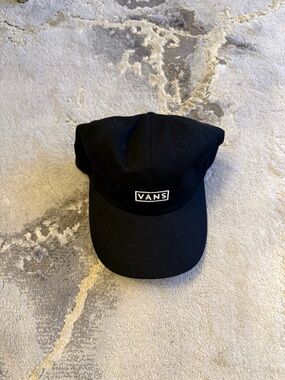 Vans Black Baseball Cap with White Box Logo